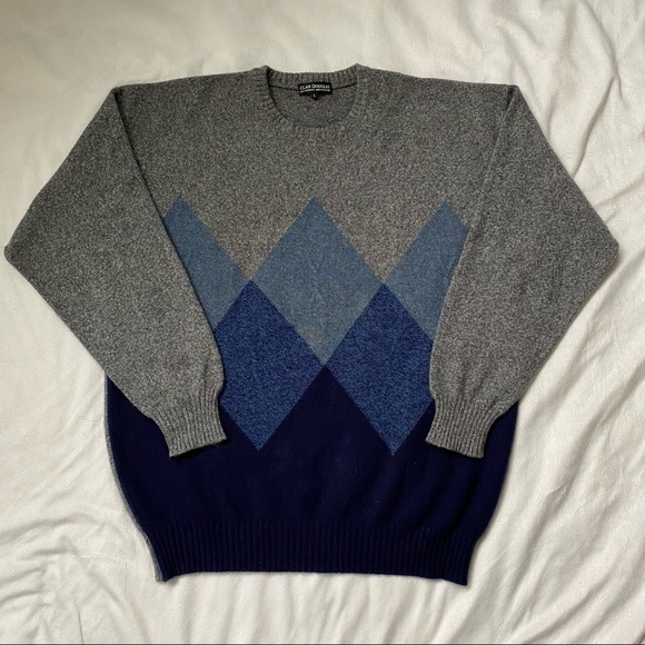 Clan Douglas Cashmere Crewneck Sweater Gray Retro Vintage - Picture 3 of 11